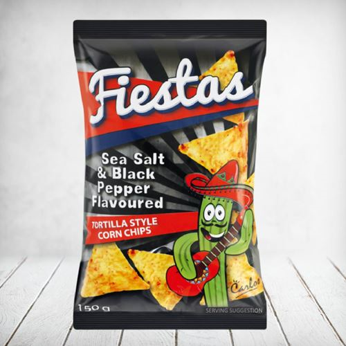 Fiestas Sea Salt & Black Pepper Chips 150g