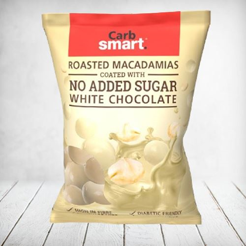 Carb Smart White Choc Coated Macadamia Sugar Free 80g