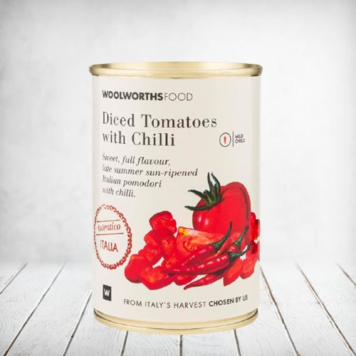 Woolworths Diced Tomatoes with Chilli 400g