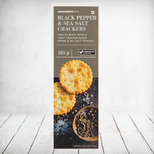 Woolworths Black Pepper & Sea Salt Crackers 185g