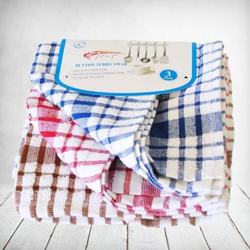 3Pack Button Terry Swab 35x35cm