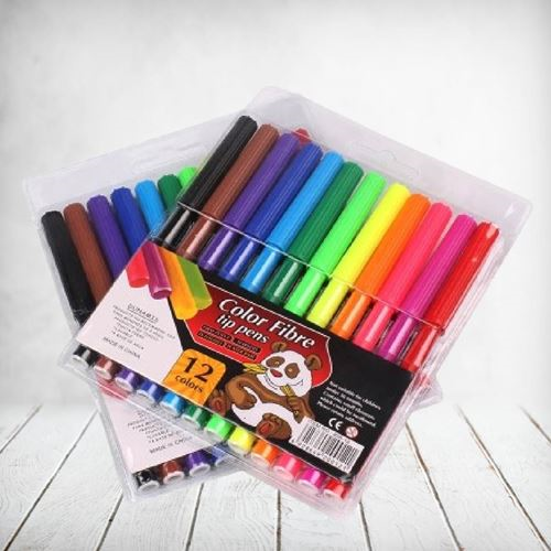 Colour Fibre Tip Pens 12s