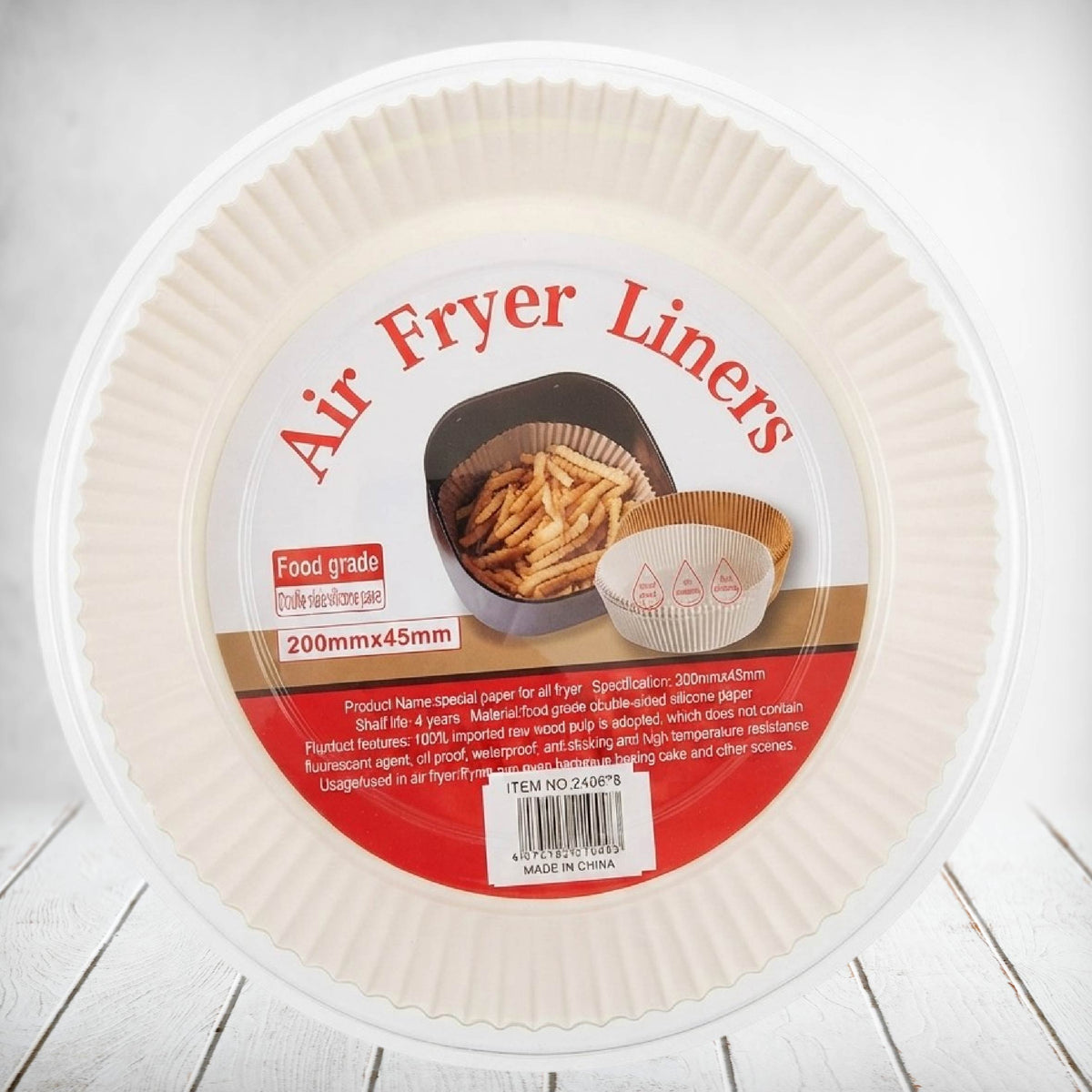Air Fryer Baking Paper White Round Large 200mmx45mm