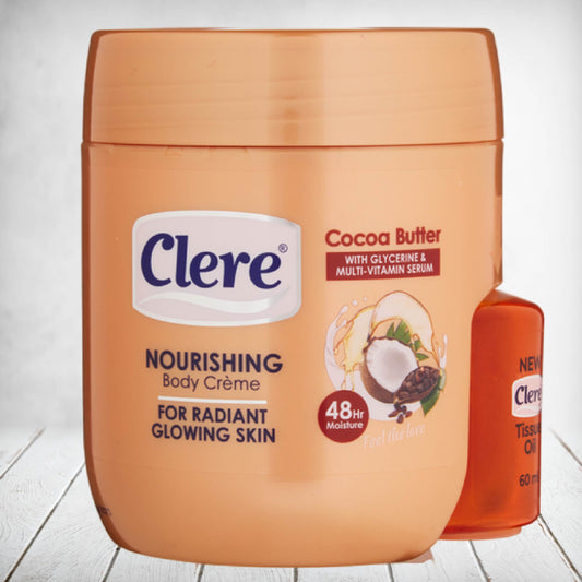 Clere Cocoa Butter Nourishing Body Cream & Tissue Oil Pack