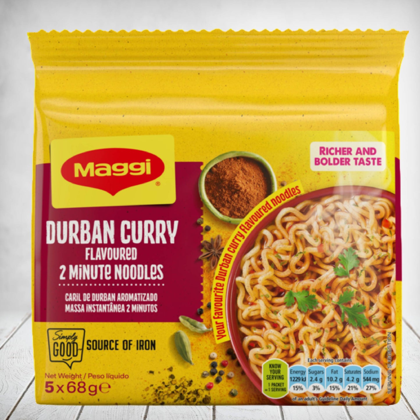 Maggi 2min Noodles Durban Curry 5x68g