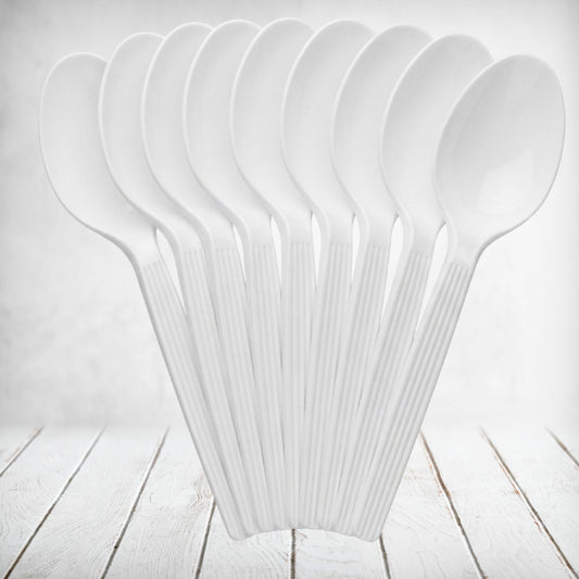 Plastic White Spoons 10s