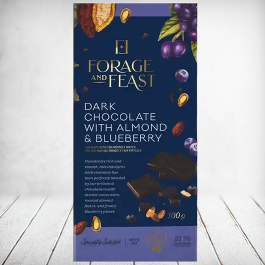 Forage & Feast Slab Dark Choc Almond & Blueberry 100g