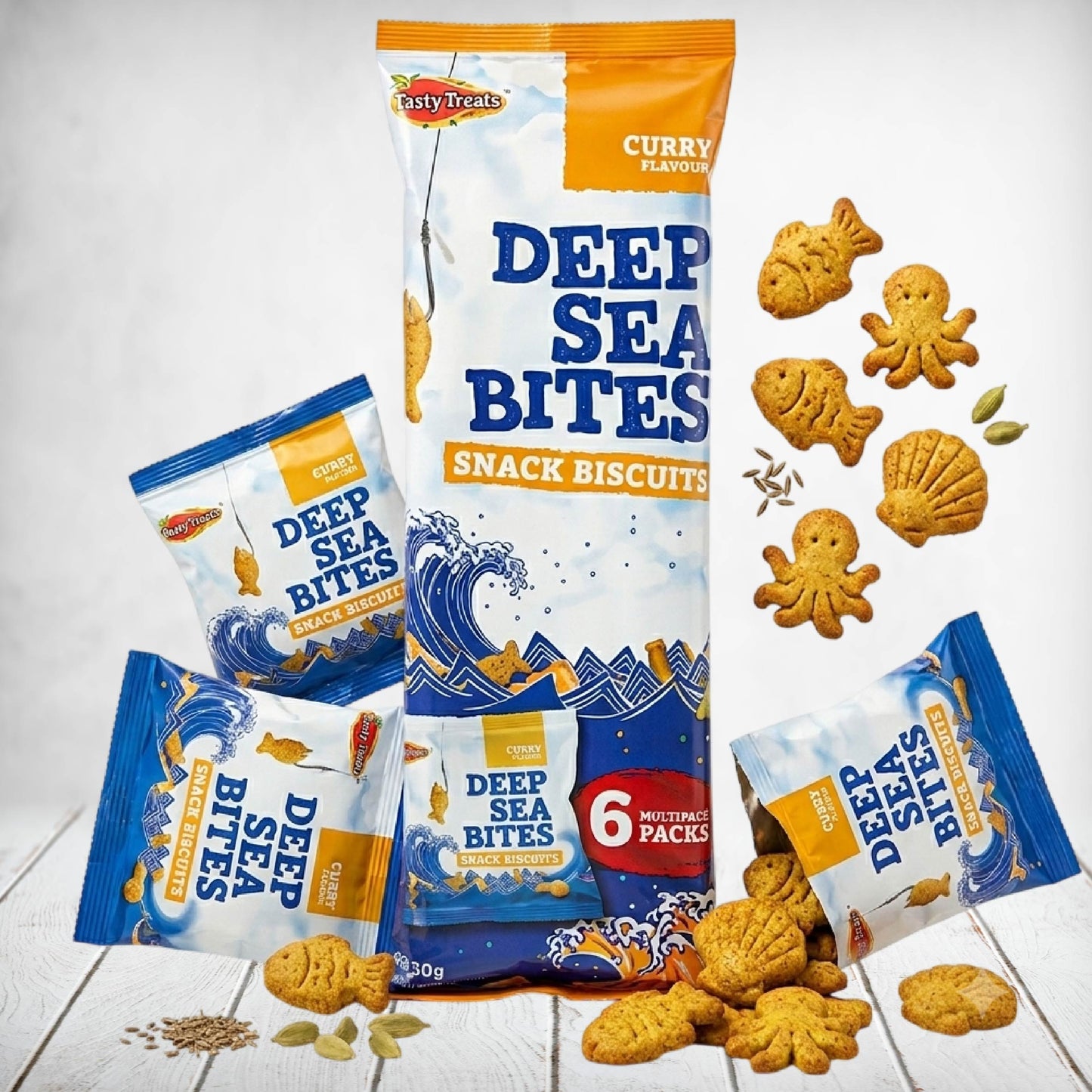 Tasty Treats Deep Sea Bites - Curry Flavour 6x30g
